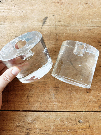 Vintage Blenko Chunky Glass Candleholders