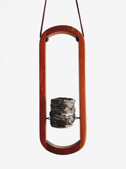 Vintage Teak Hanging Planter