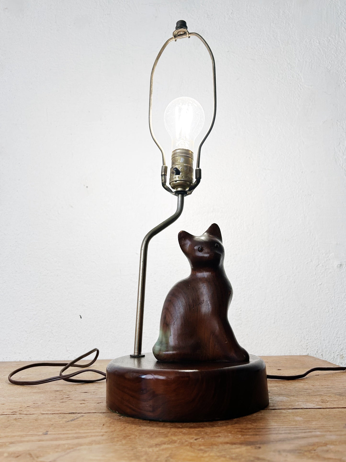 Vintage Handmade Kitty Lamp