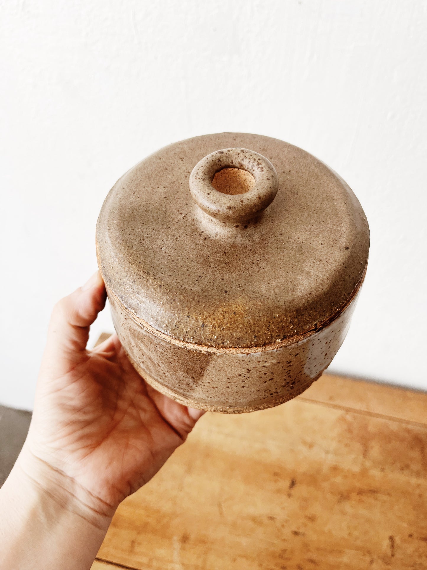 Vintage Lidded Stoneware Vessel