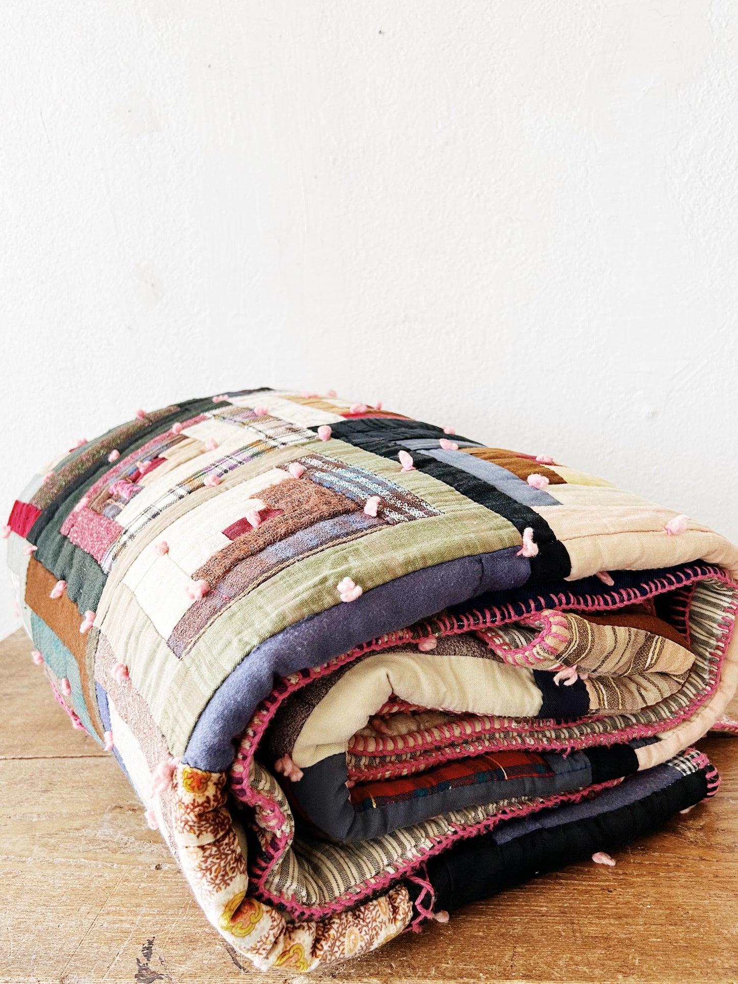 Antique Hand Sewn Log Cabin Quilt