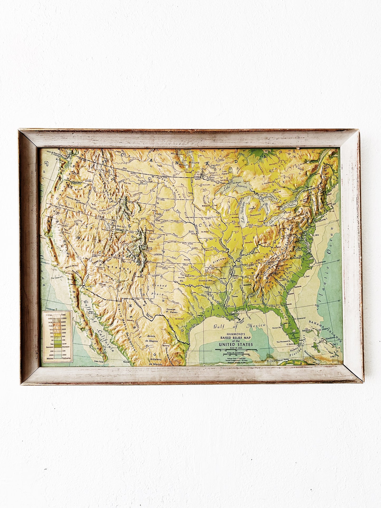Mid Century Framed Relief Map