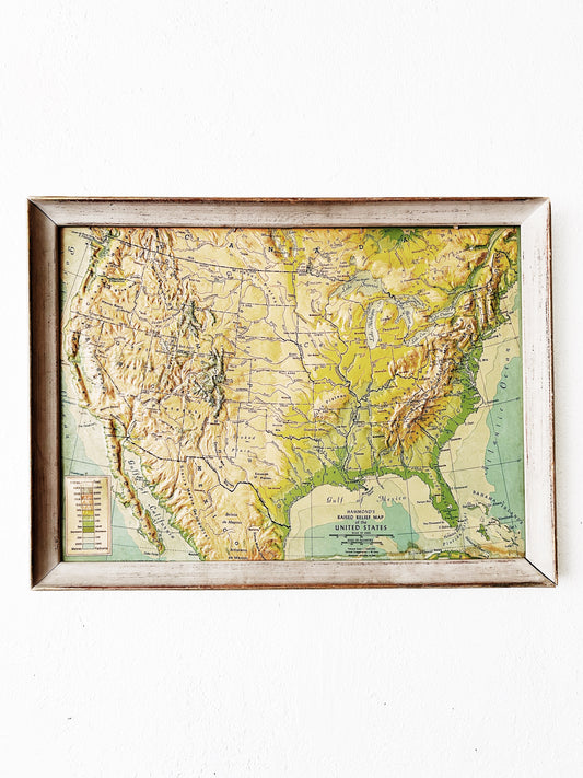 Mid Century Framed Relief Map