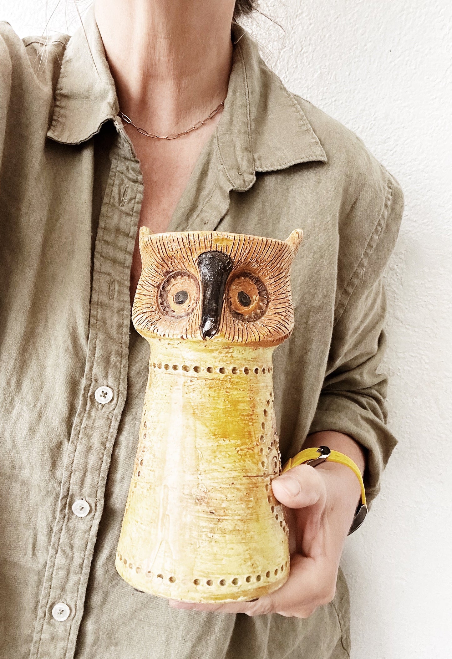 Mid Century Bitossi Owl Candle Stand