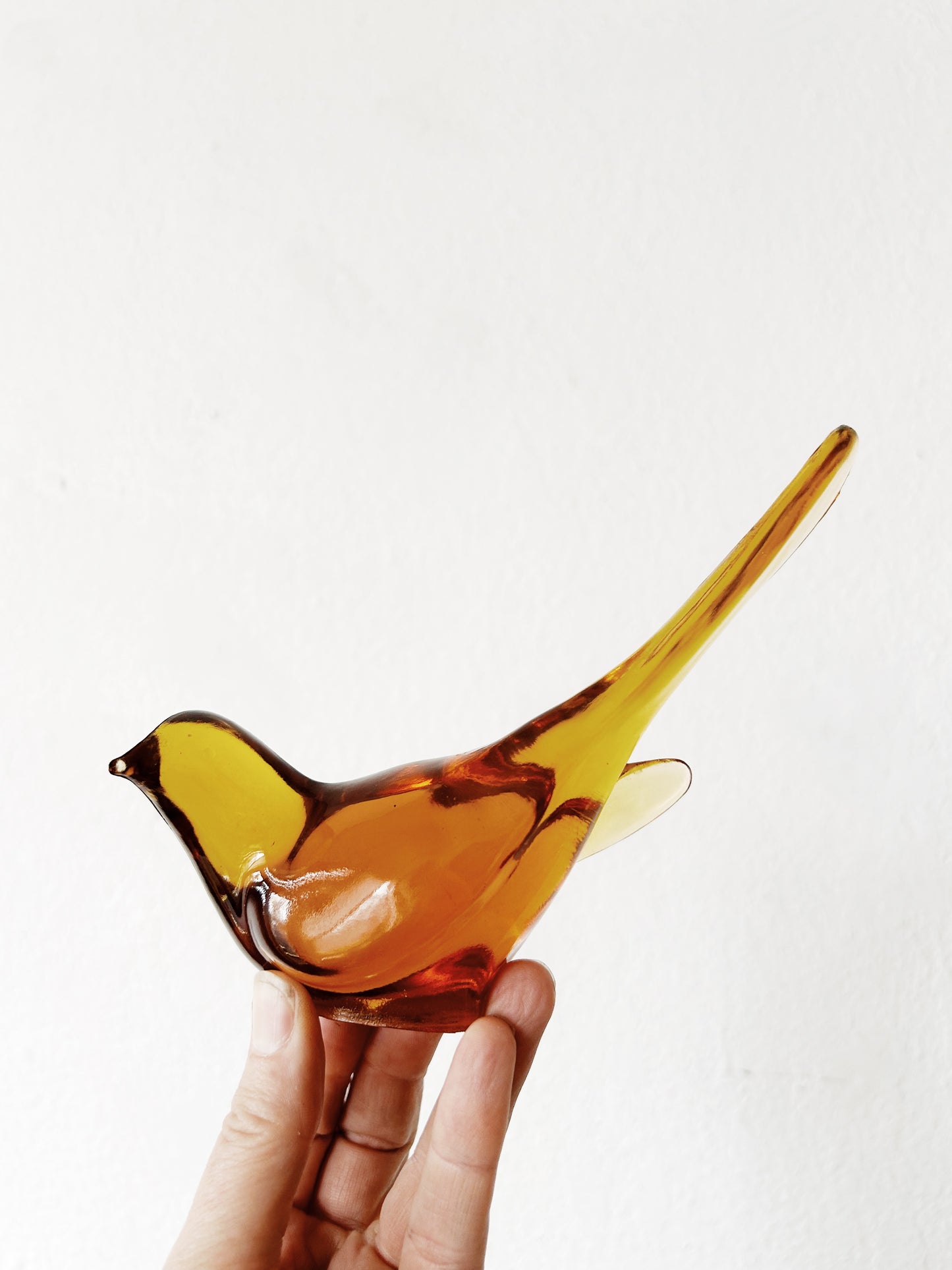 Mid Century Amber Glass Bird