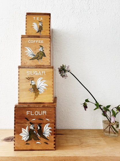 Vintage Wood Canister Set Japan