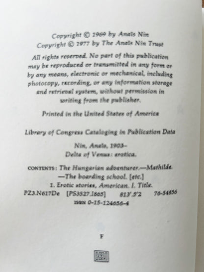 Vintage Anais Nin Hard Cover