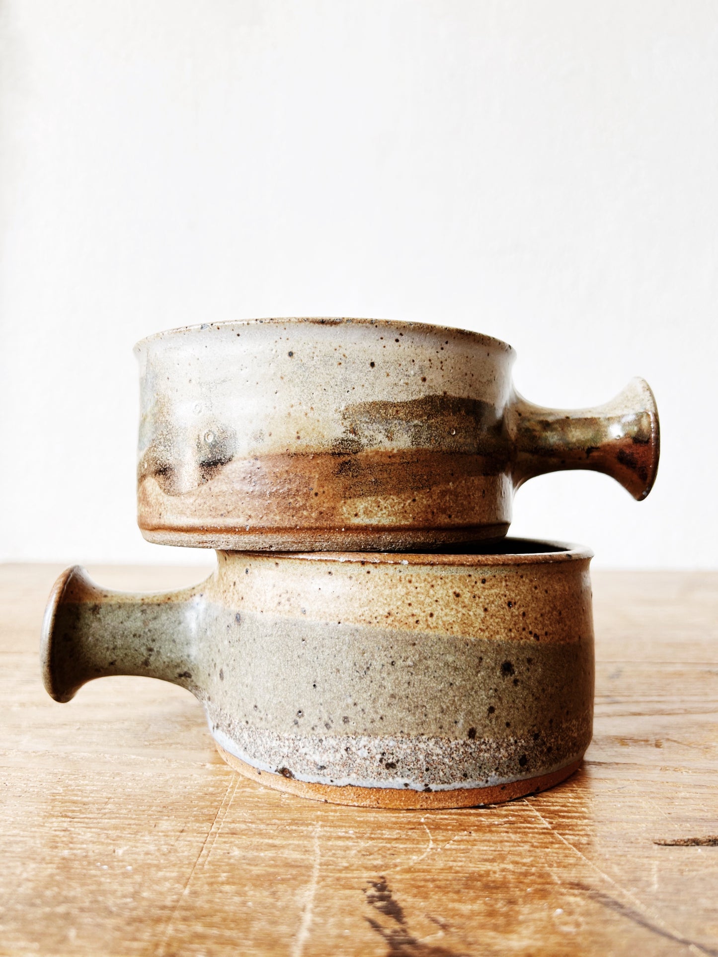 Vintage Stoneware Handled Bowls