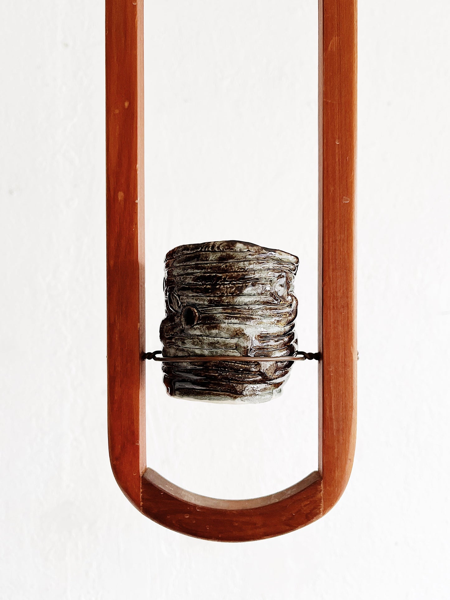 Vintage Teak Hanging Planter