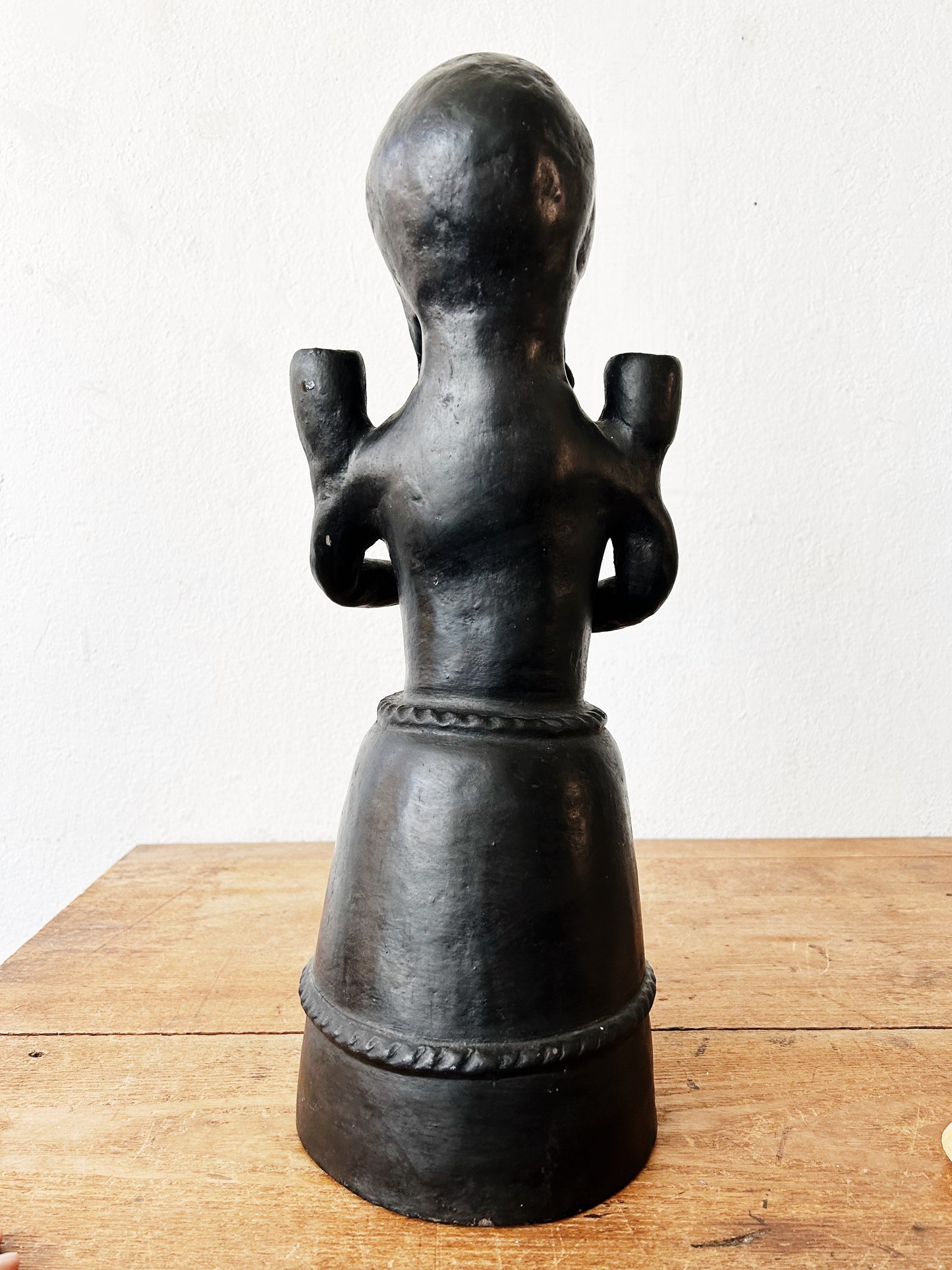 Vintage Large Black Clay Folk Art Figure Mexico