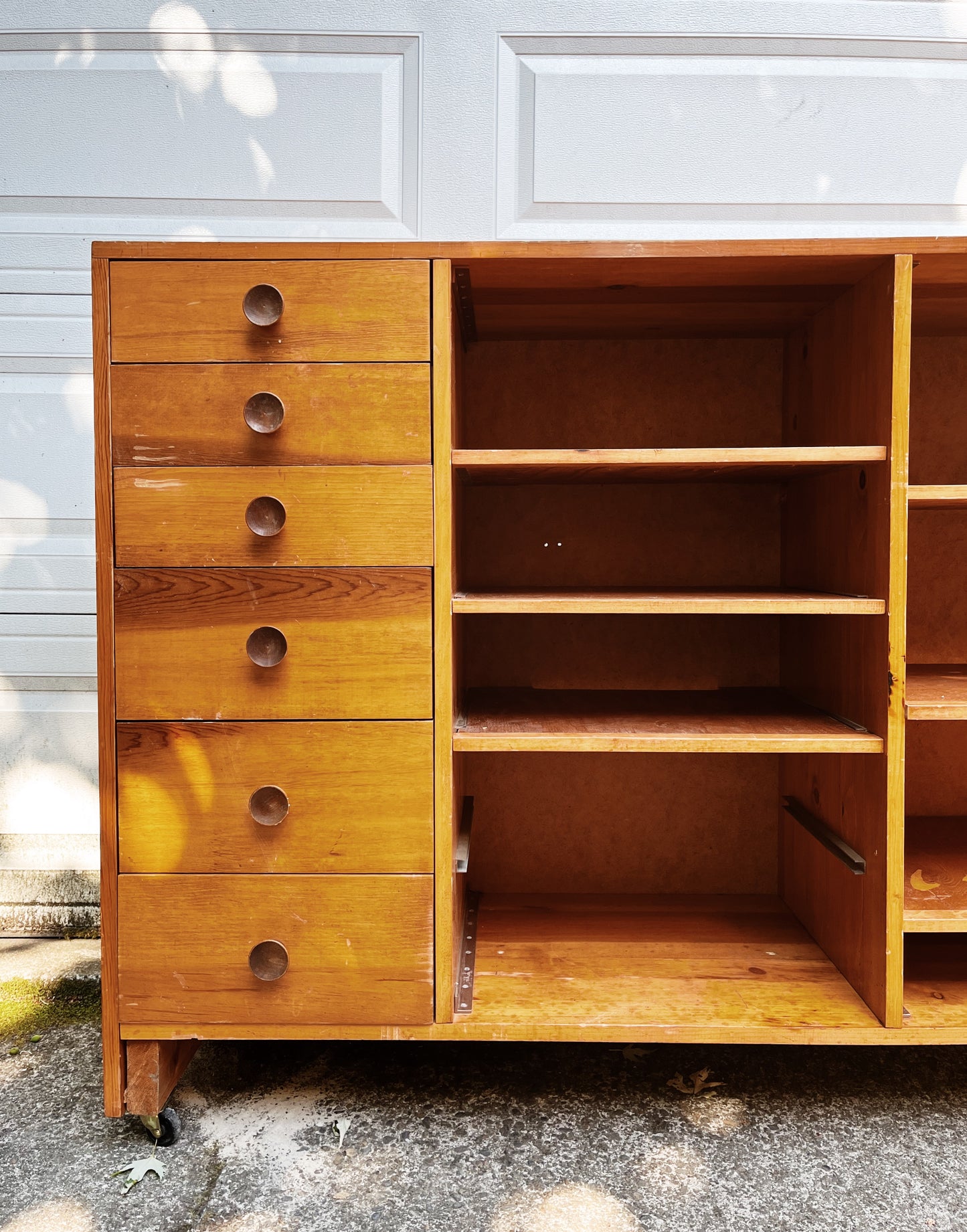 Handmade Rolling Shelf with Drawers