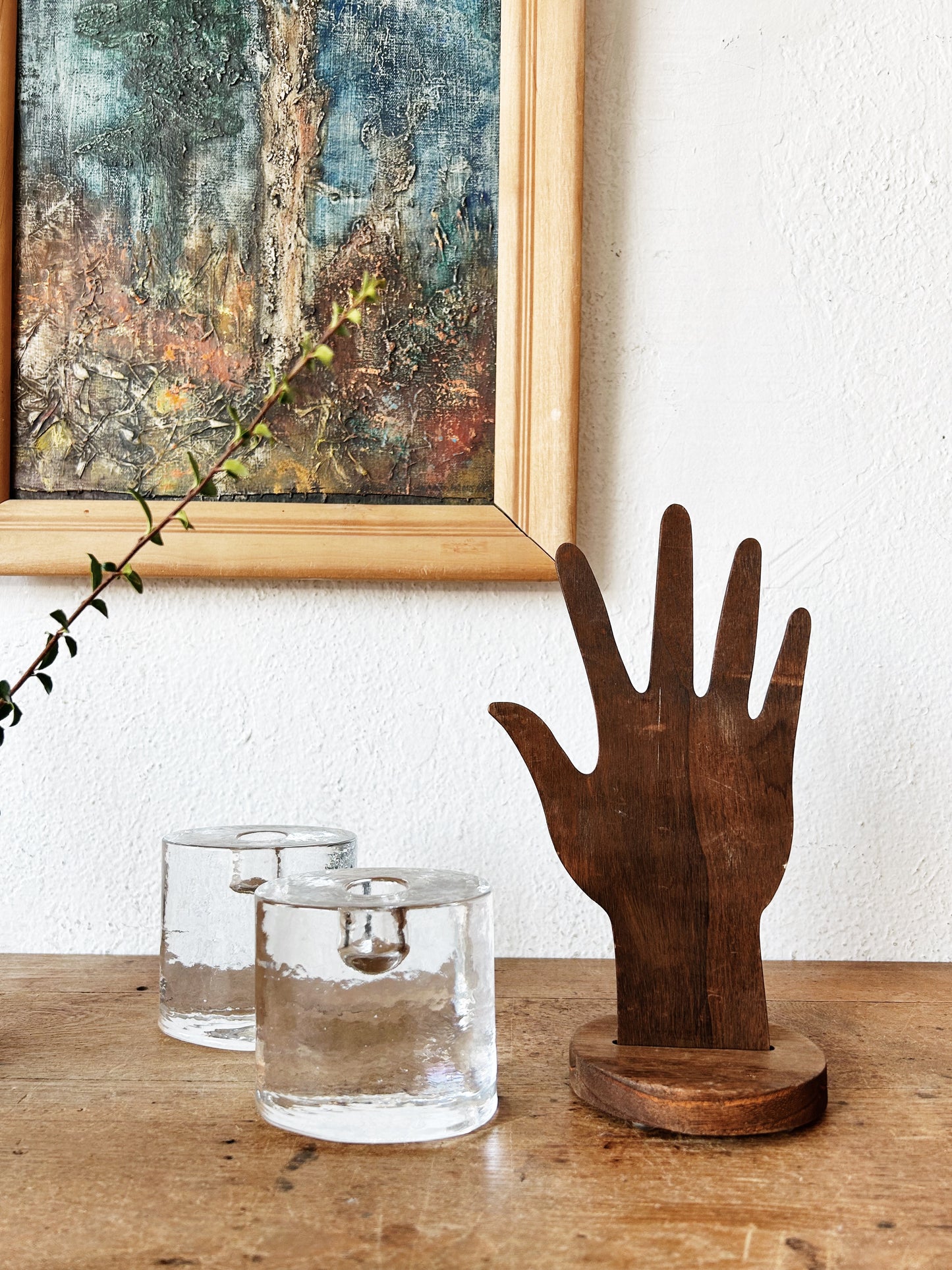 Handmade Folk Art Hand with Stand