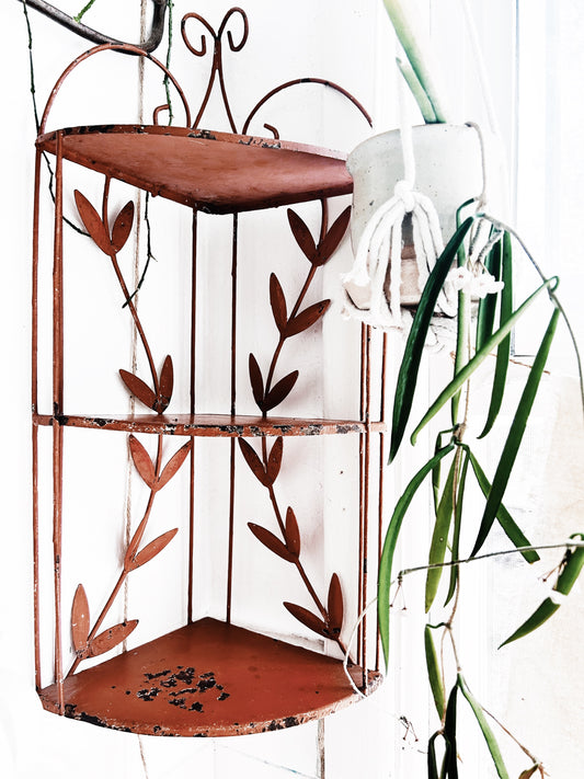 Mid Century Metal Corner Shelf