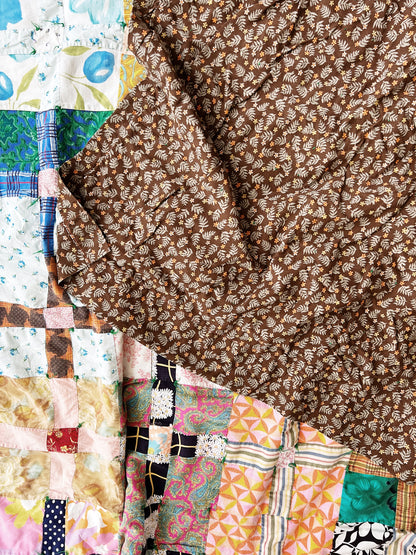 Vintage Hand Sewn Cotton Patchwork Quilt
