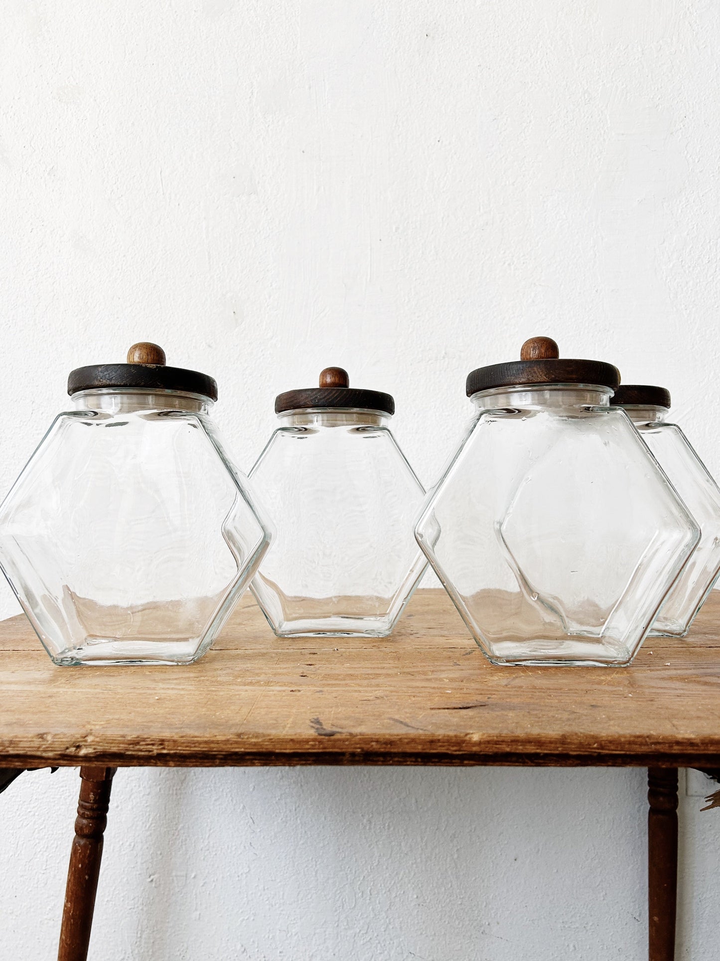 1970’s Glass Canister Set With Rack