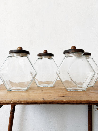 1970’s Glass Canister Set With Rack