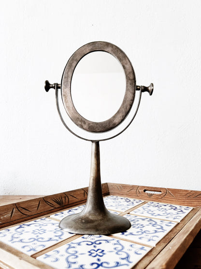 Antique Pewter Mirror