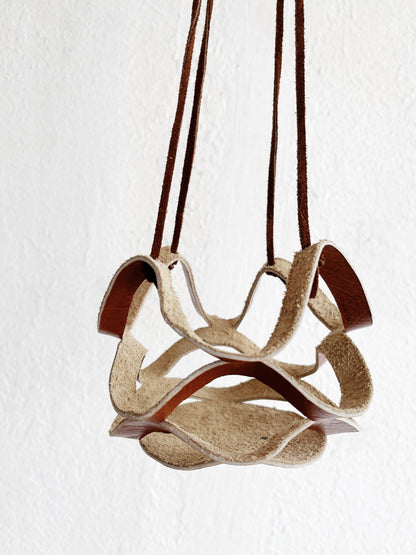 Handmade Leather Plant Holder and Pot