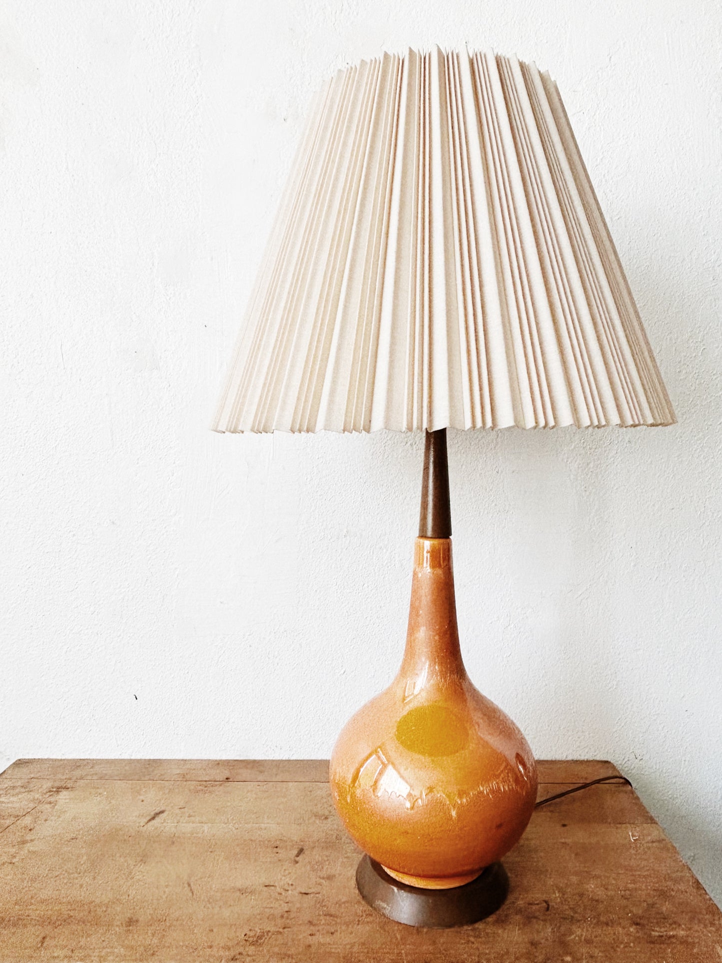 Mid Century Ceramic Lamp with Shade