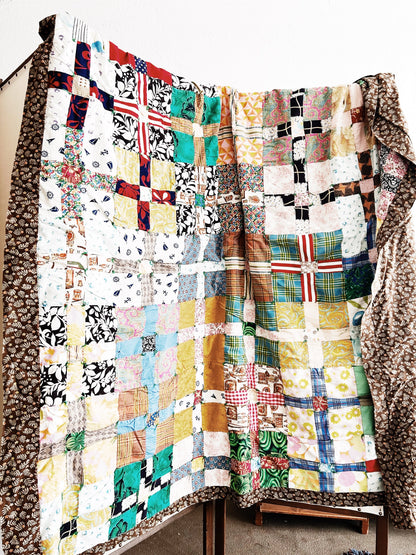 Vintage Hand Sewn Cotton Patchwork Quilt