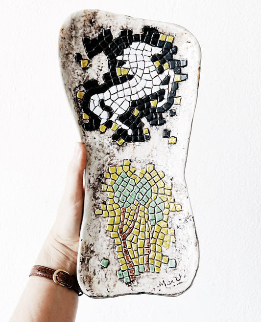 Mid Century Ceramic Mosaic Dish Italy