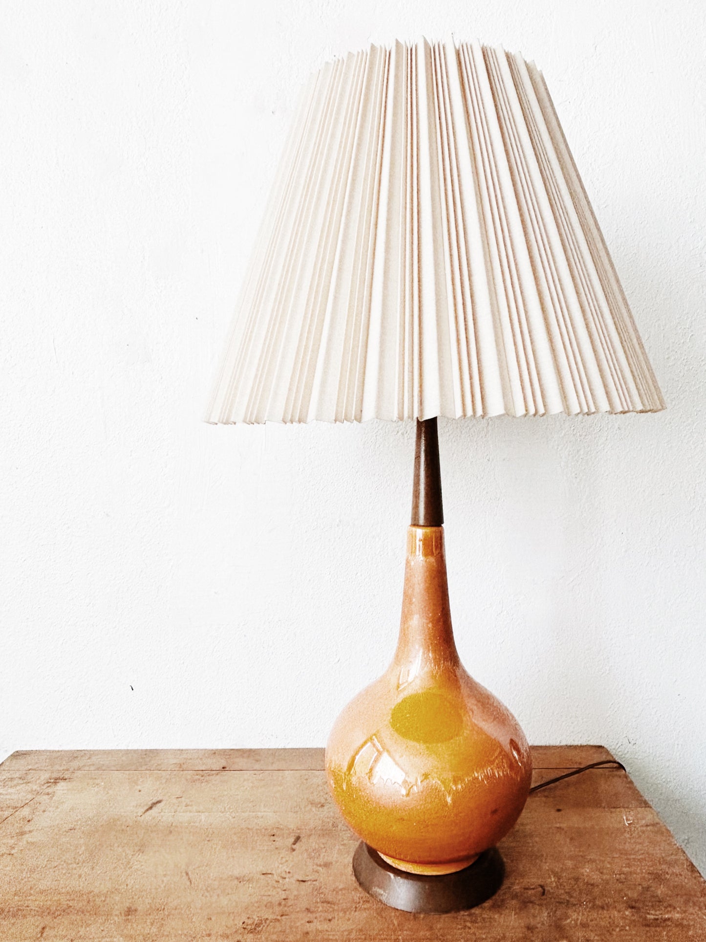 Mid Century Ceramic Lamp with Shade