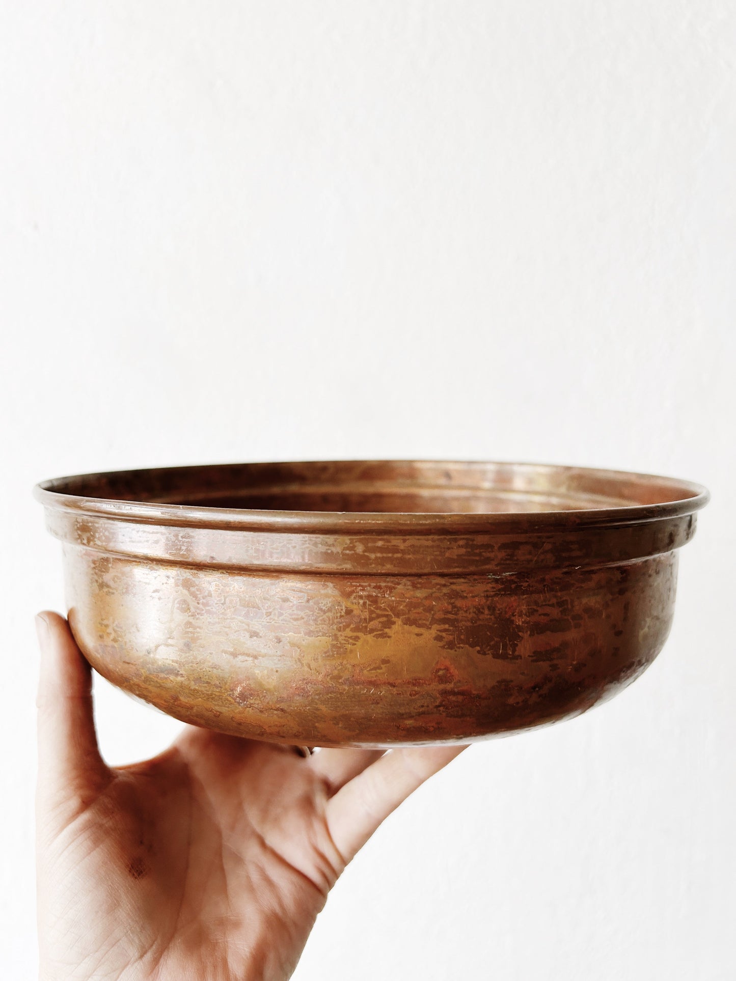 Antique Shallow Copper Bowl