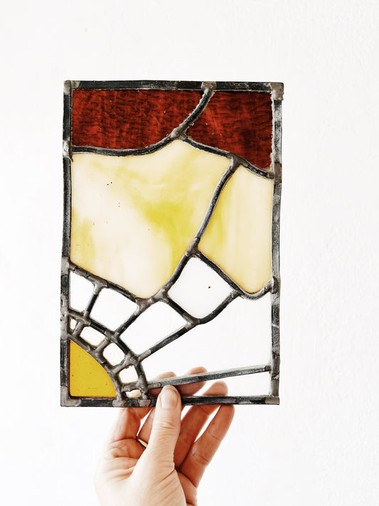 Vintage Leaded Stained Glass Panel