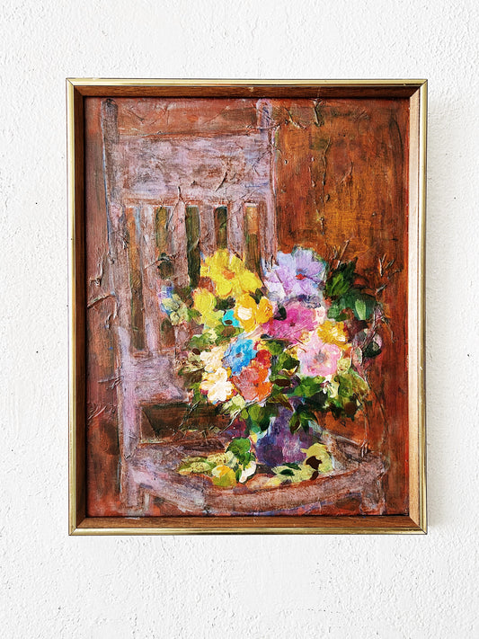 Framed Posies Painting 1979