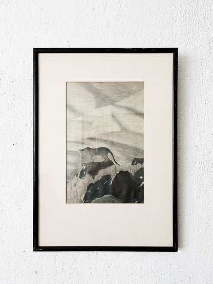 Vintage Charcoal Drawing