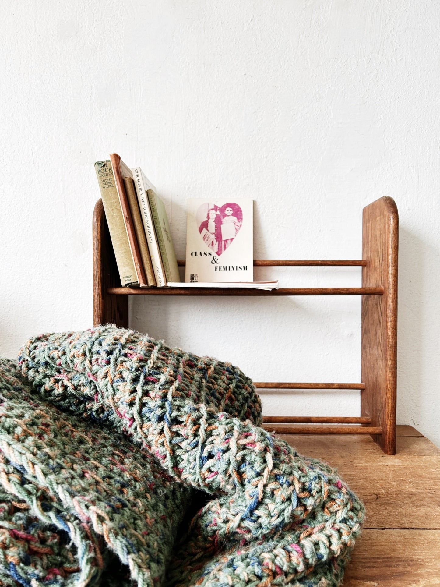 Vintage Wood Book Rack/ Hanging Shelf