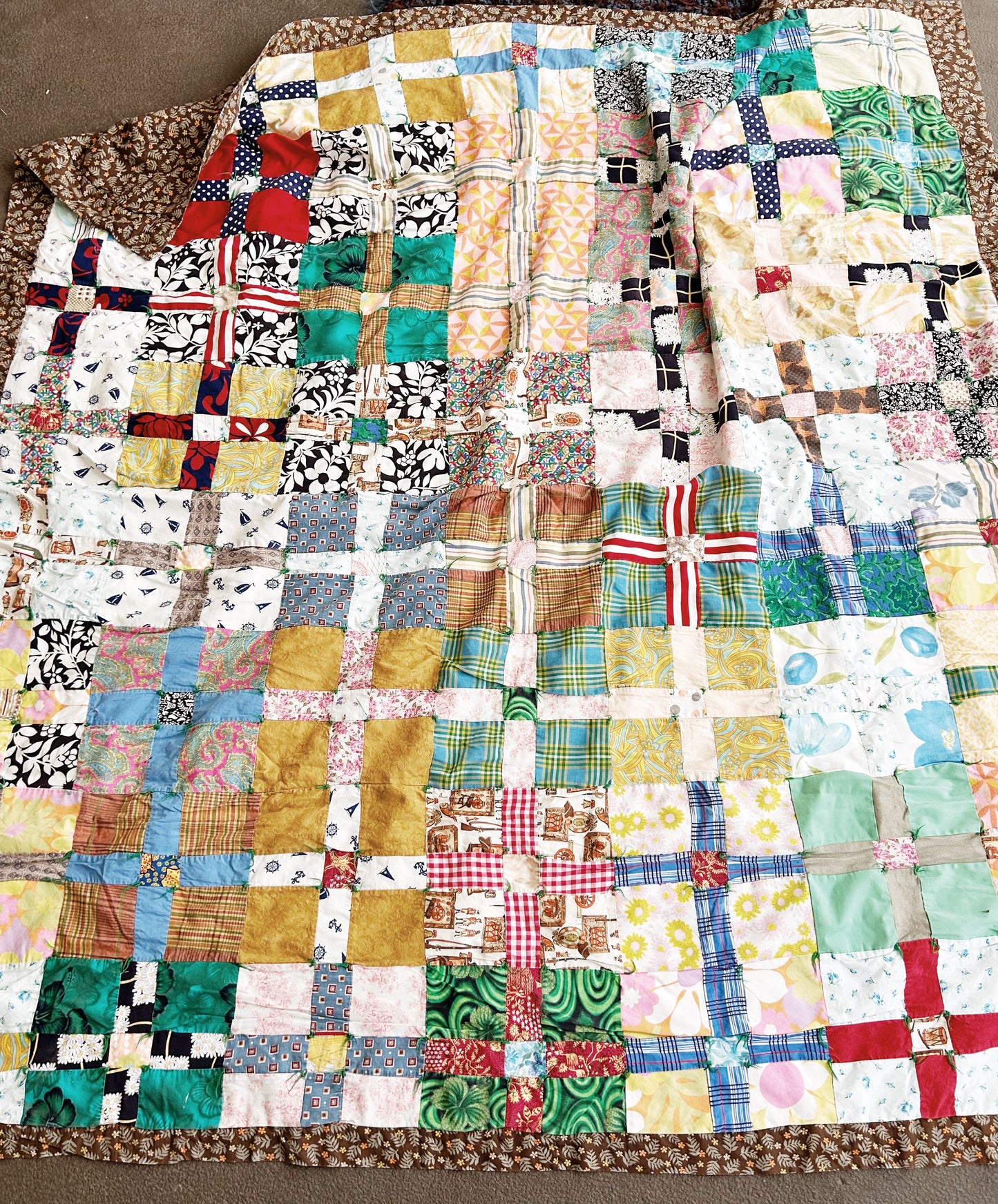 Vintage Hand Sewn Cotton Patchwork Quilt