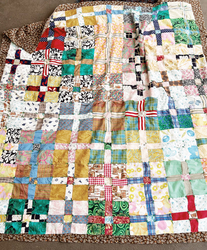 Vintage Hand Sewn Cotton Patchwork Quilt