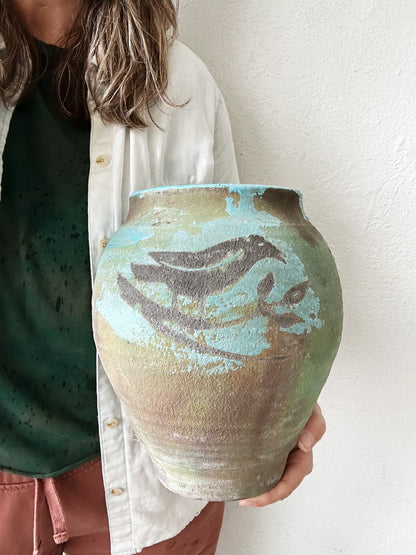 Raku Fired Studio Vessel
