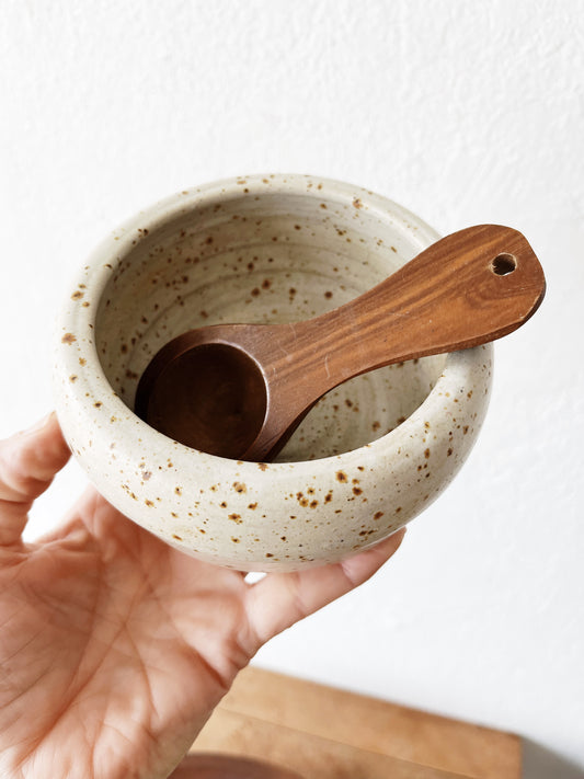 Handmade Stoneware Salt Cellar and Scoop