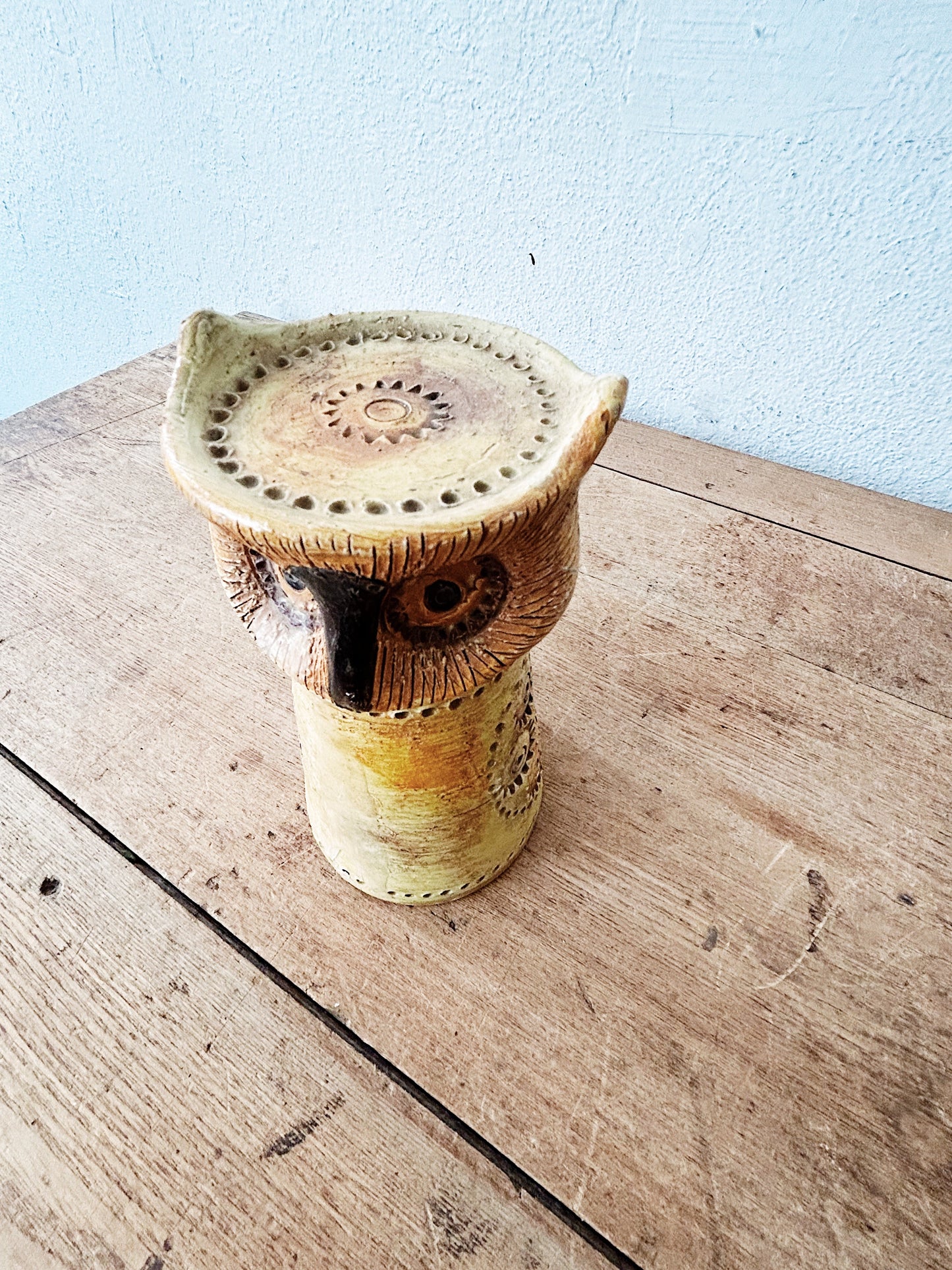 Mid Century Bitossi Owl Candle Stand