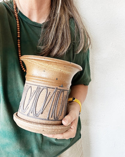 Vintage Stoneware Plant Pot with Tray