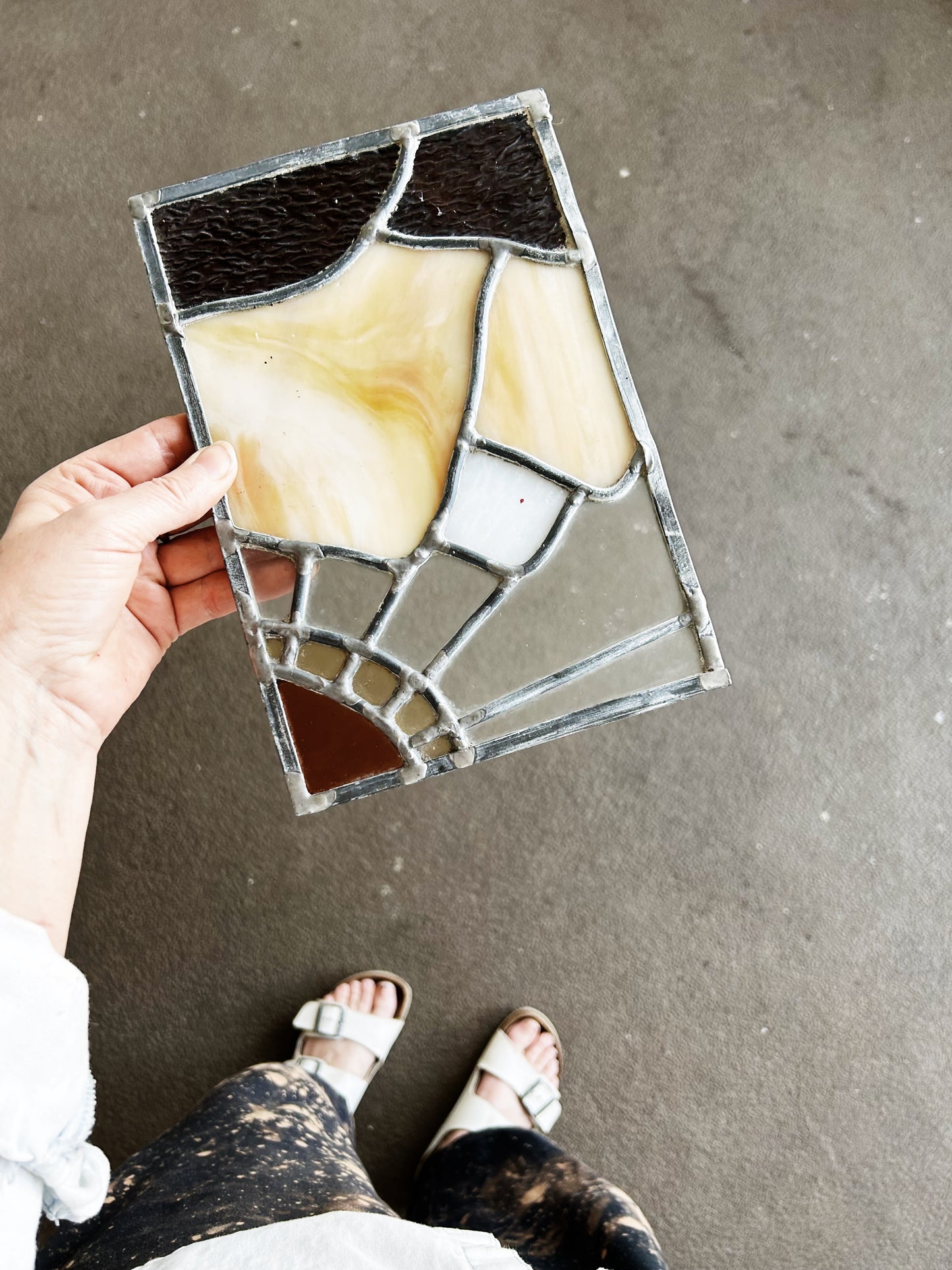Vintage Leaded Stained Glass Panel
