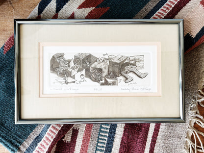 Original Vtg Framed Etching