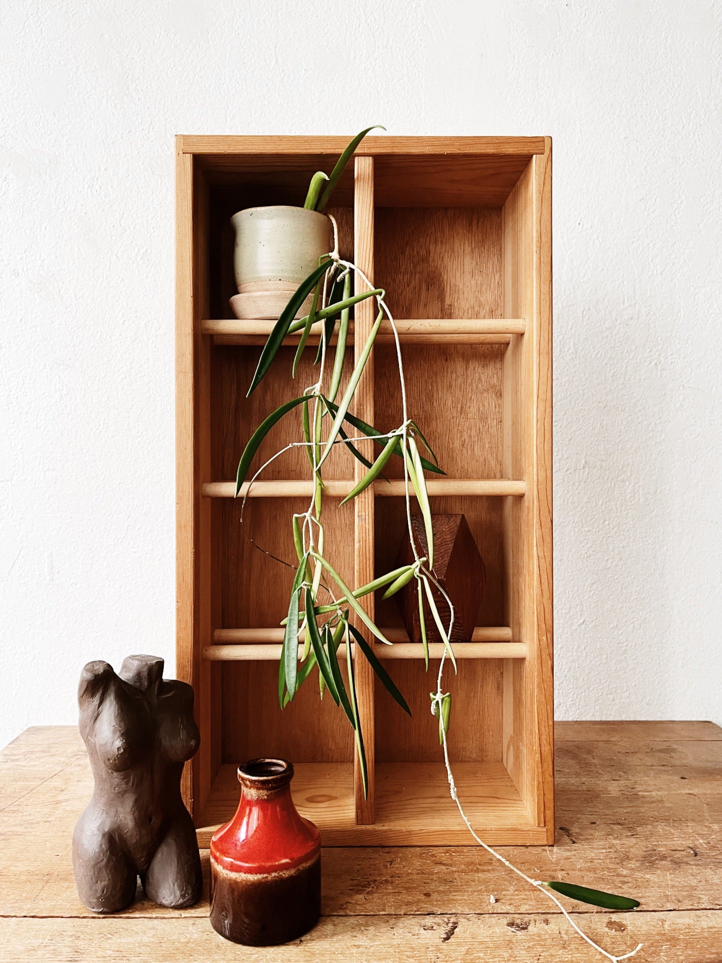 Vintage Wood Cubby Shelf