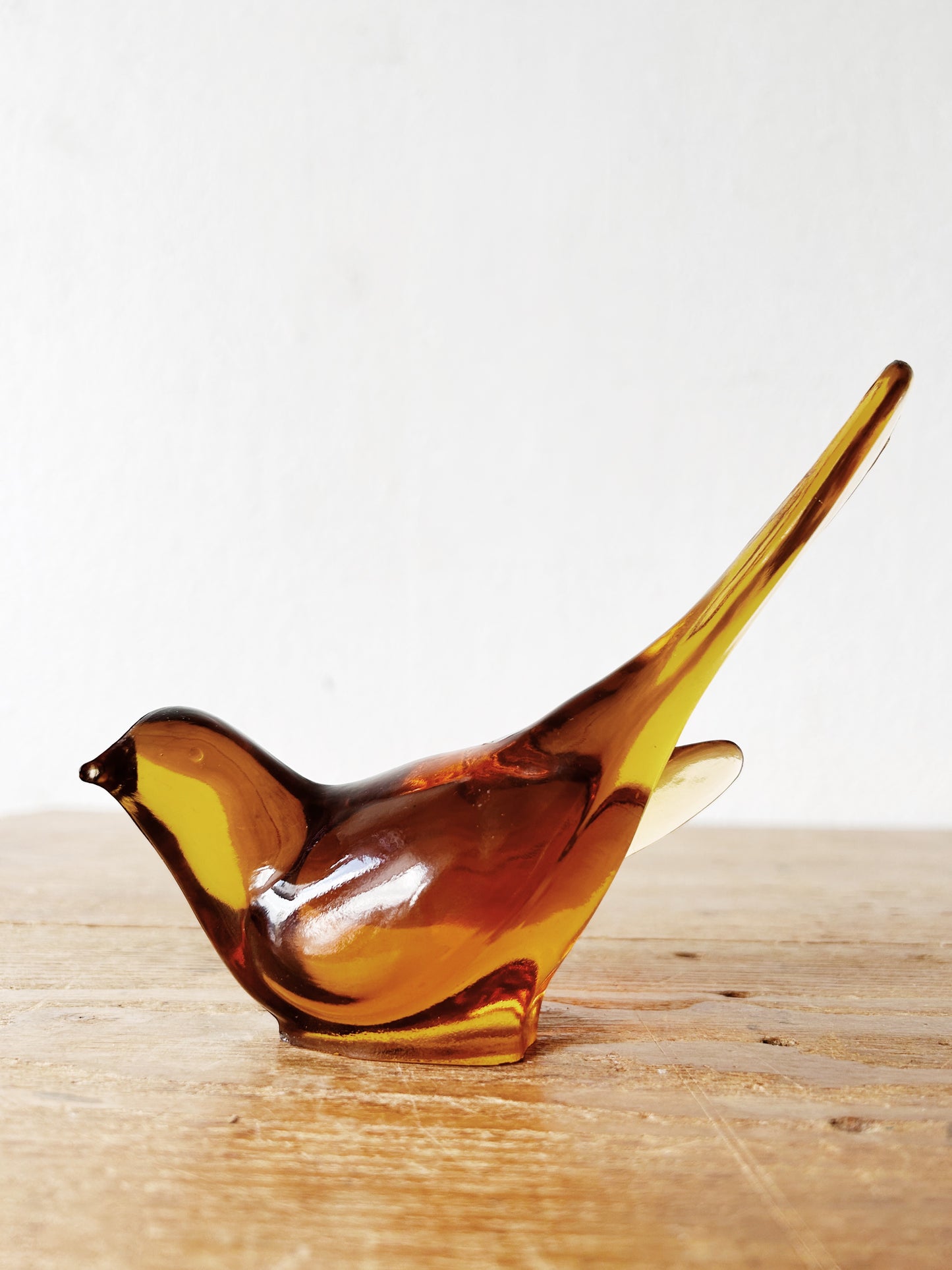 Mid Century Amber Glass Bird