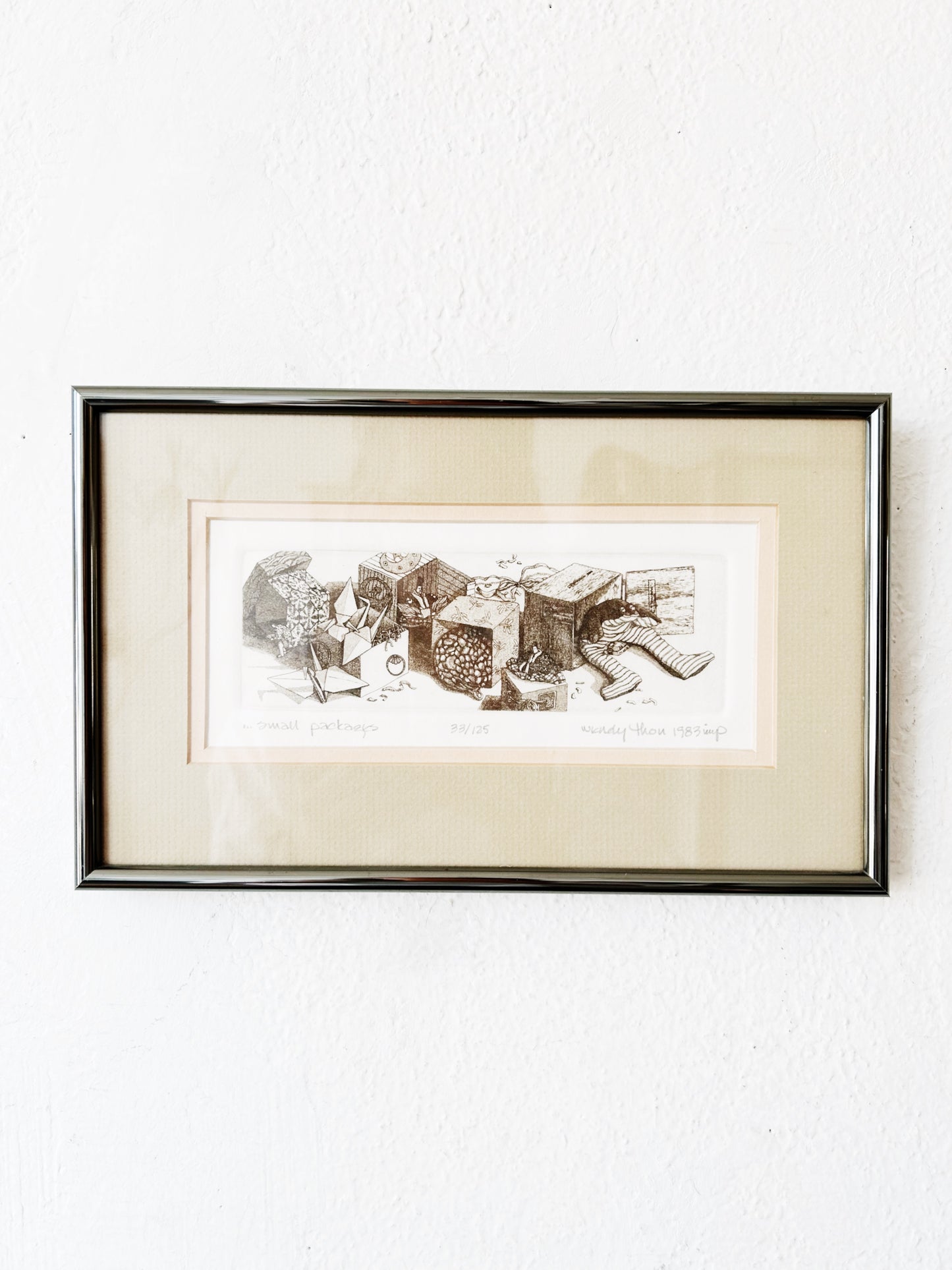 Original Vtg Framed Etching