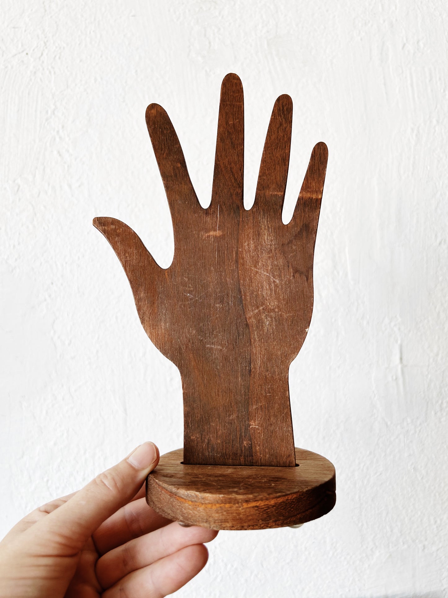 Handmade Folk Art Hand with Stand