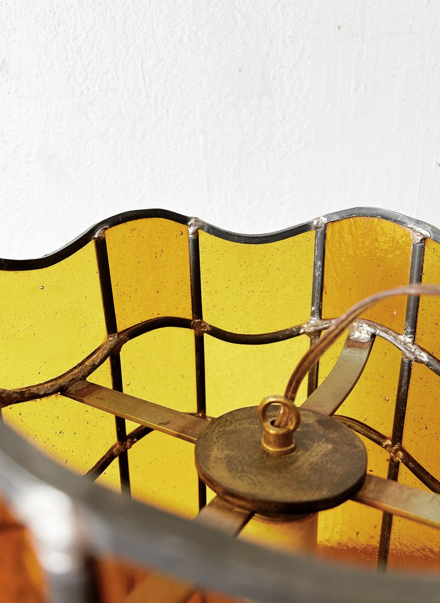 Large Vintage Stained Glass Light
