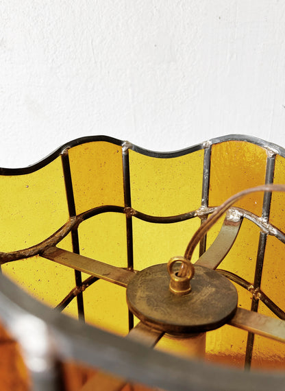 Large Vintage Stained Glass Light