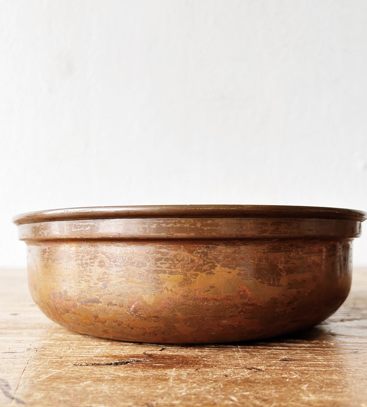 Antique Shallow Copper Bowl