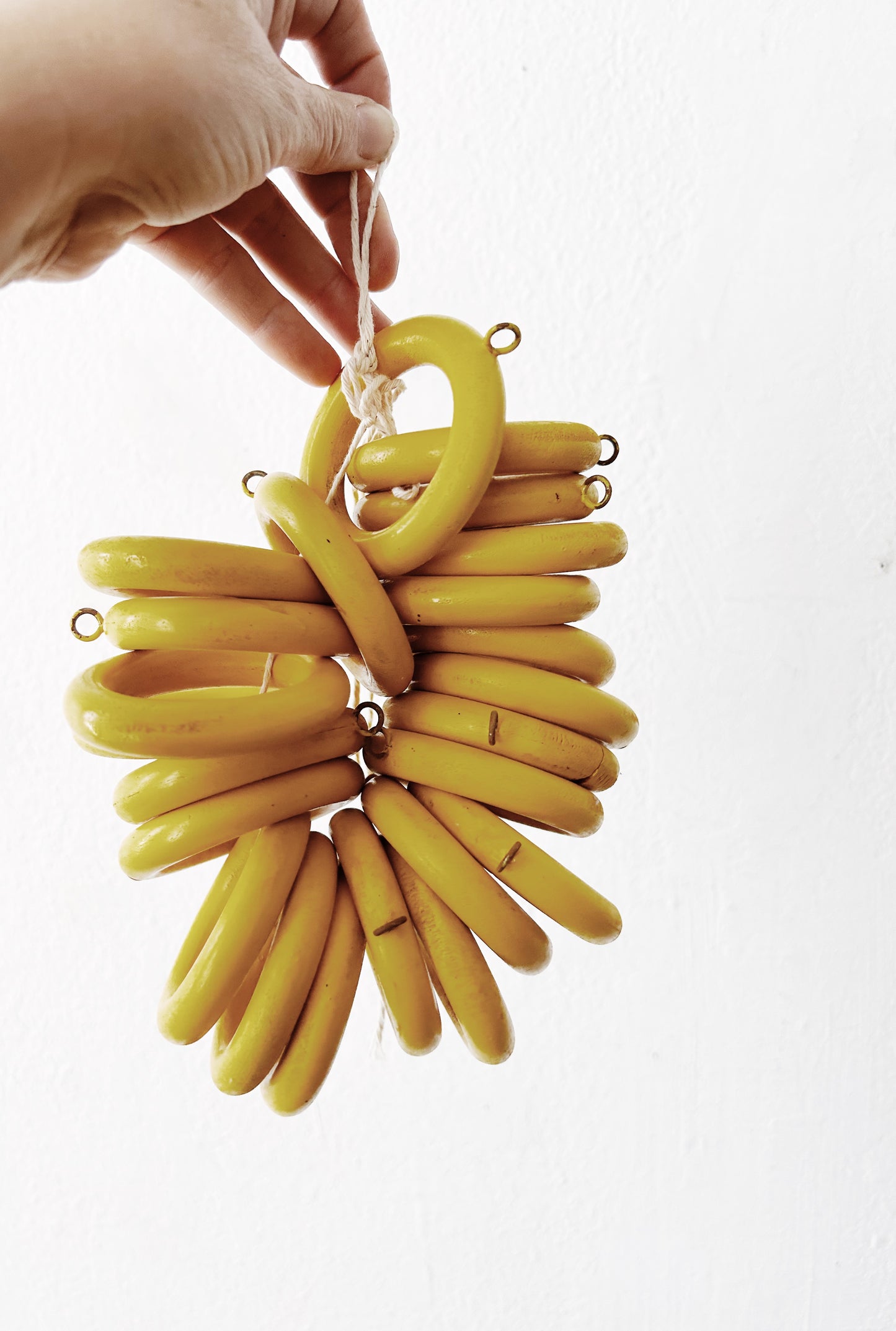 Vtg Mustard Wood Curtain Rings Set of 25