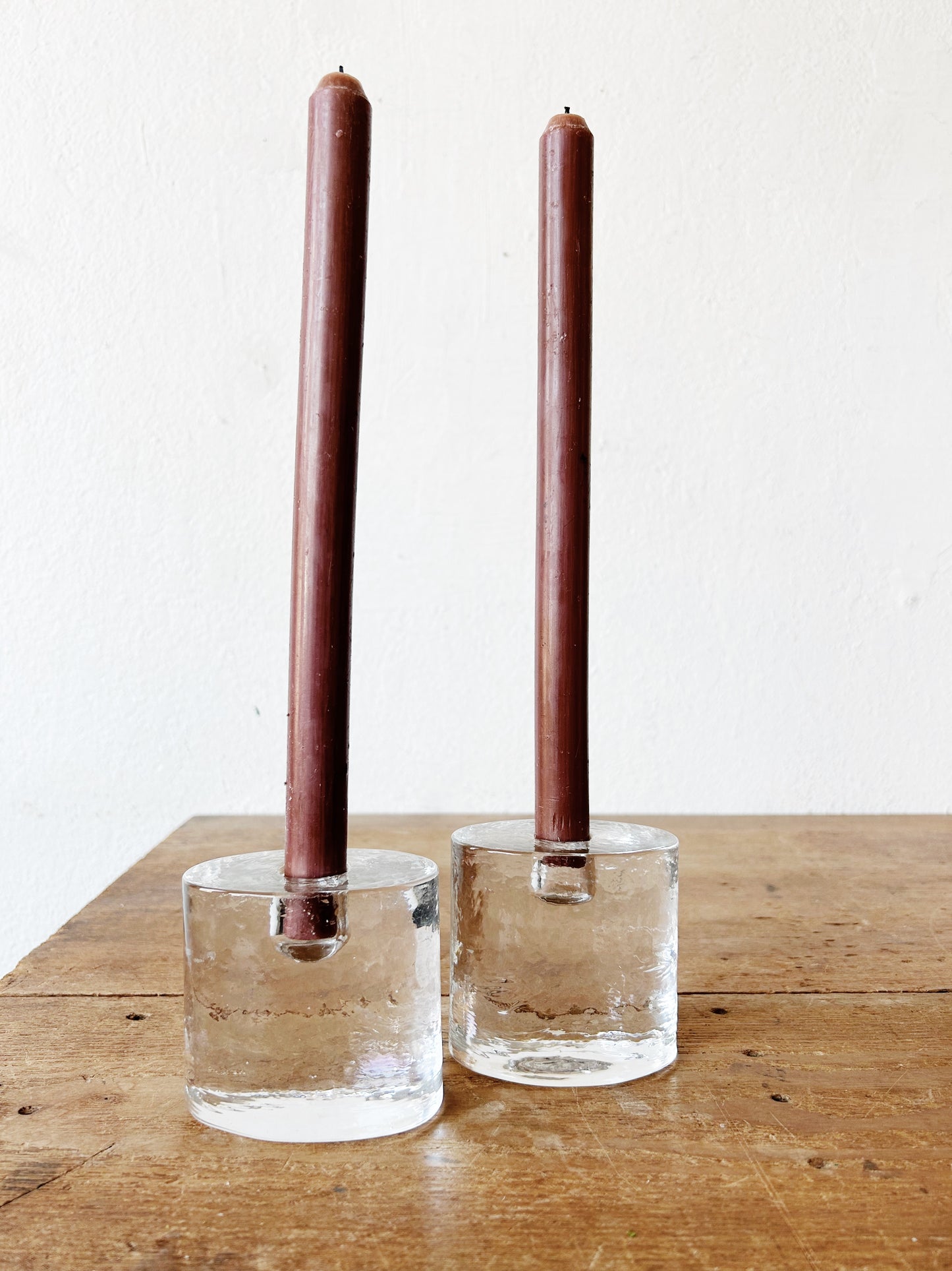 Vintage Blenko Chunky Glass Candleholders