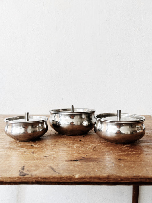 Mid Century Lidded Tin Canister Set
