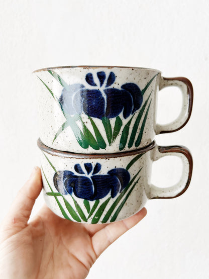 Vtg Stoneware Soup Mugs